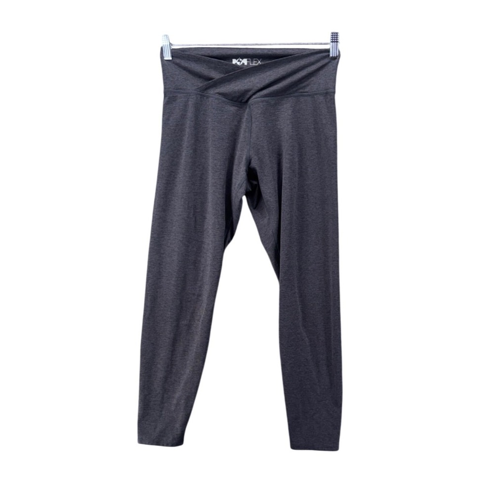 Popflex Gray Crossover Cropped Leggings Size Large Heathered Activewear Yoga